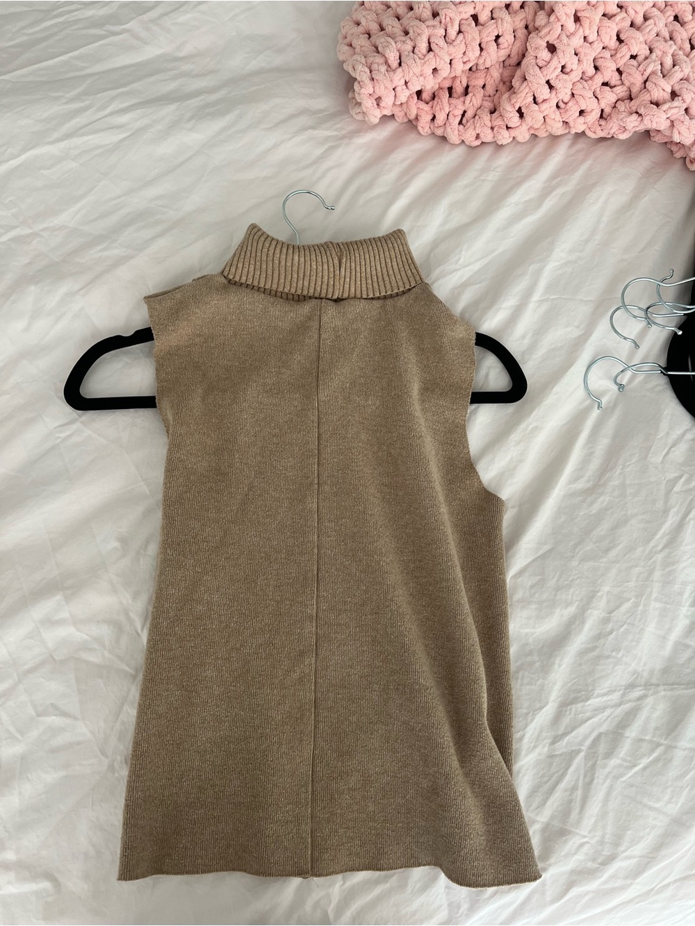 Zara Sleeveless Turtleneck Tank Top in Tan